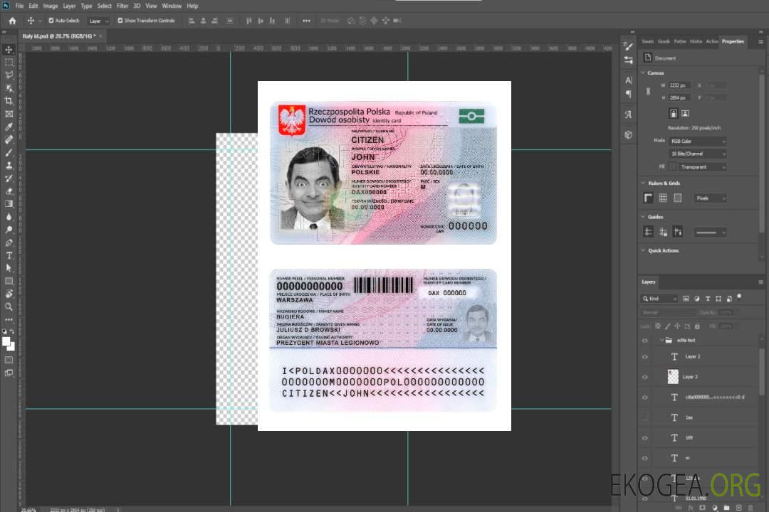 Carte d'identité de Pologne 2019-présent version 2 template Carte d'identité de Pologne 2019-présent version 2 template